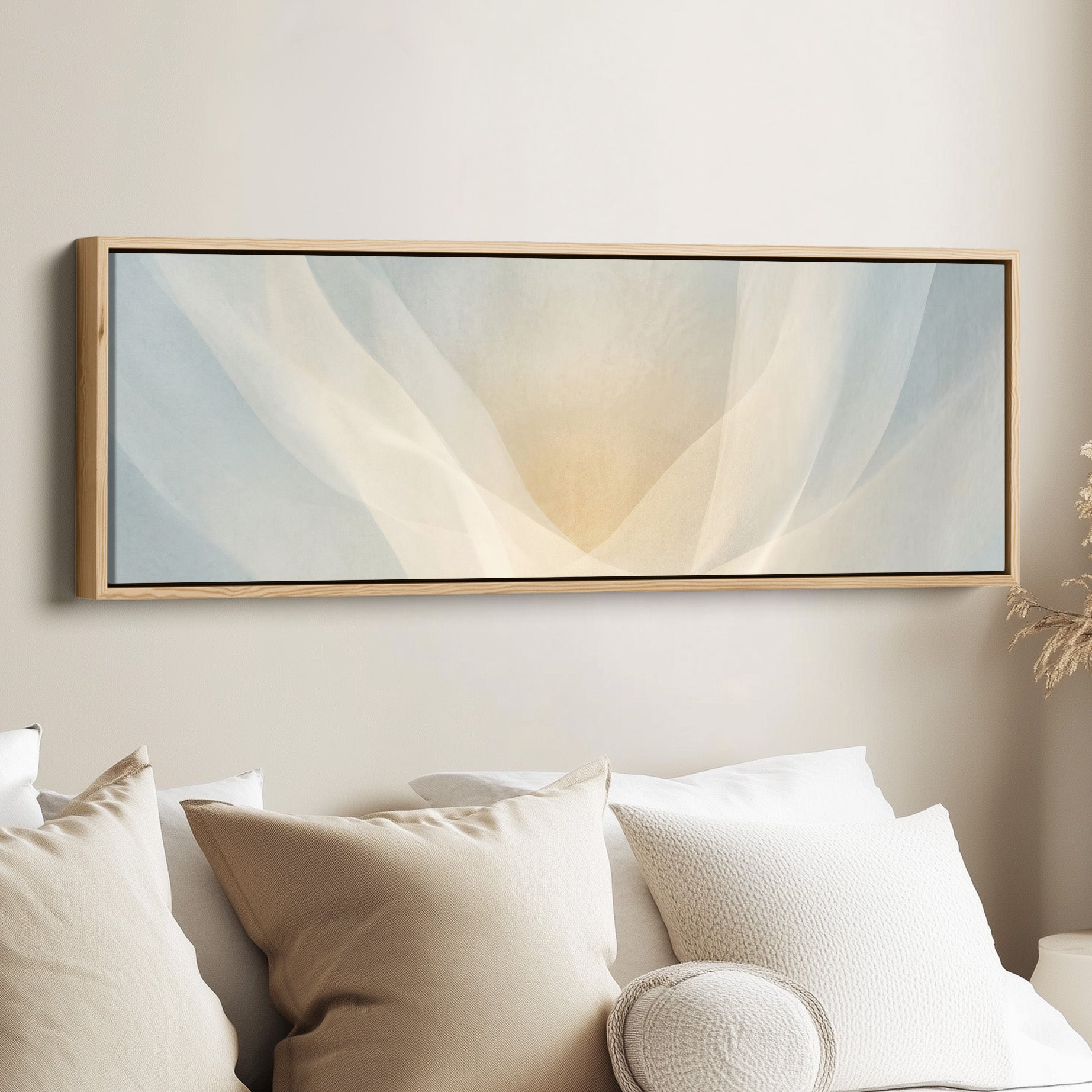 Sheer Fabric Abstract Layers Bedroom Wall Art Framed Canvas Print Living Room
