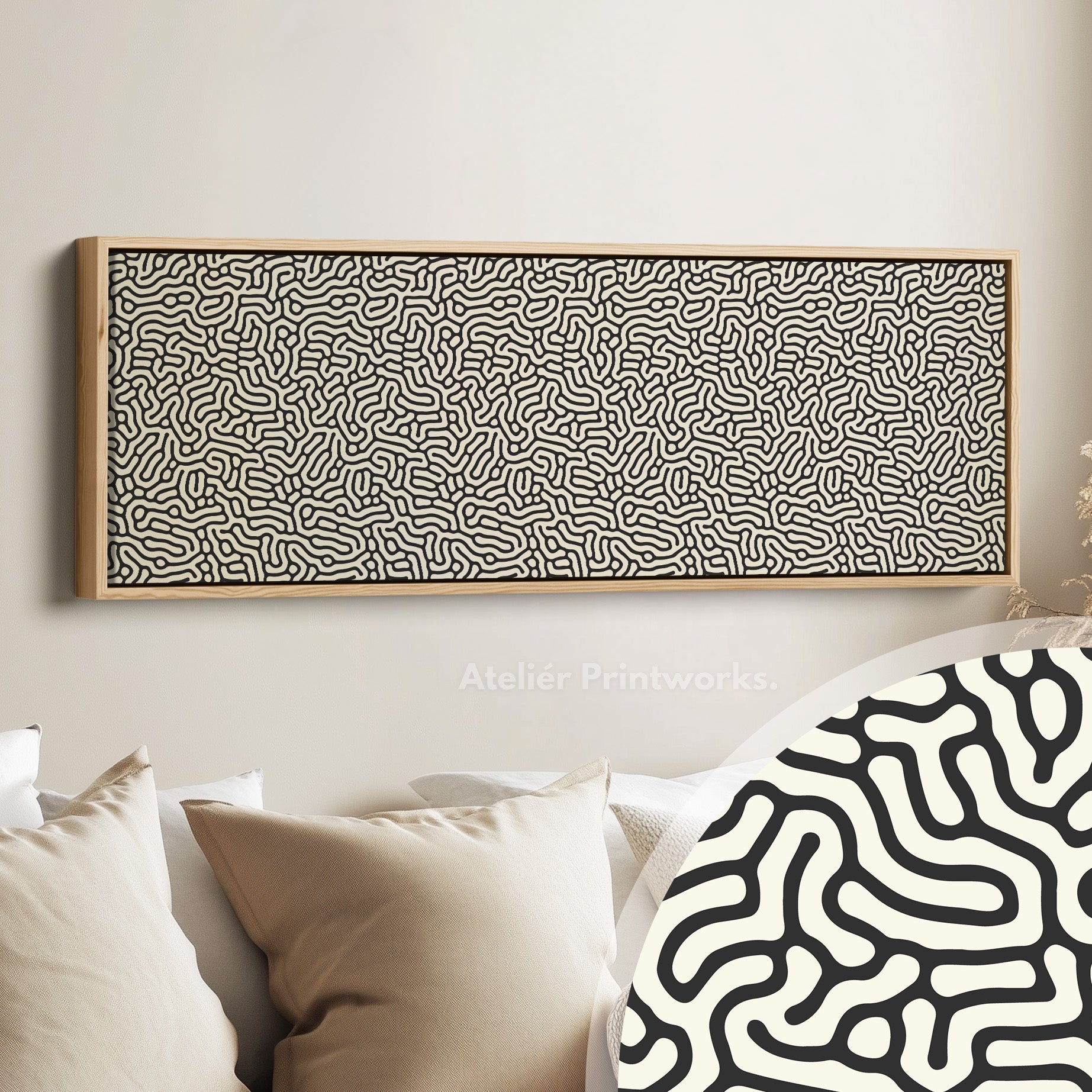 Minimalist Black Organic Pattern Horizontal Wall Art