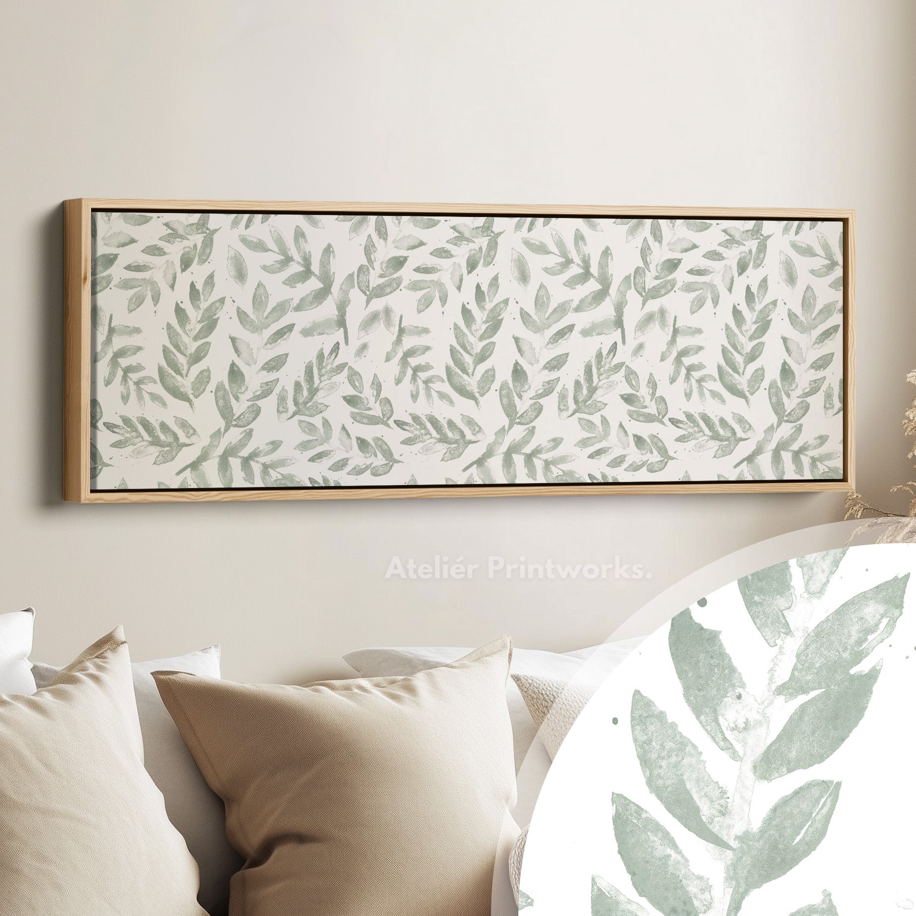Sage Green Botanical Narrow Long Wall Decor