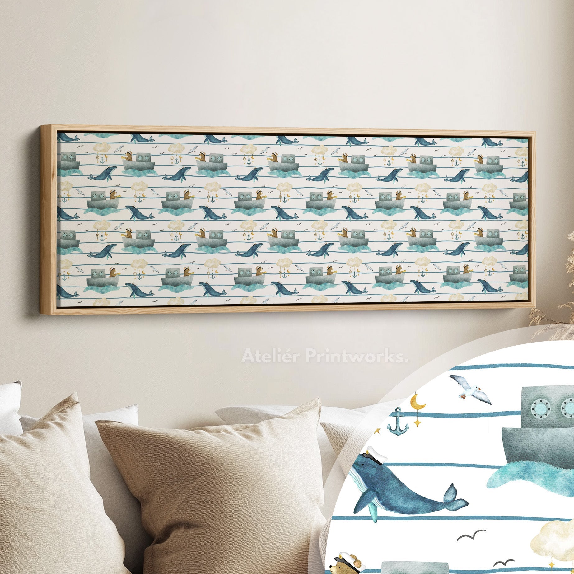 Blue Horizontal Narrow Kids Wall Decor