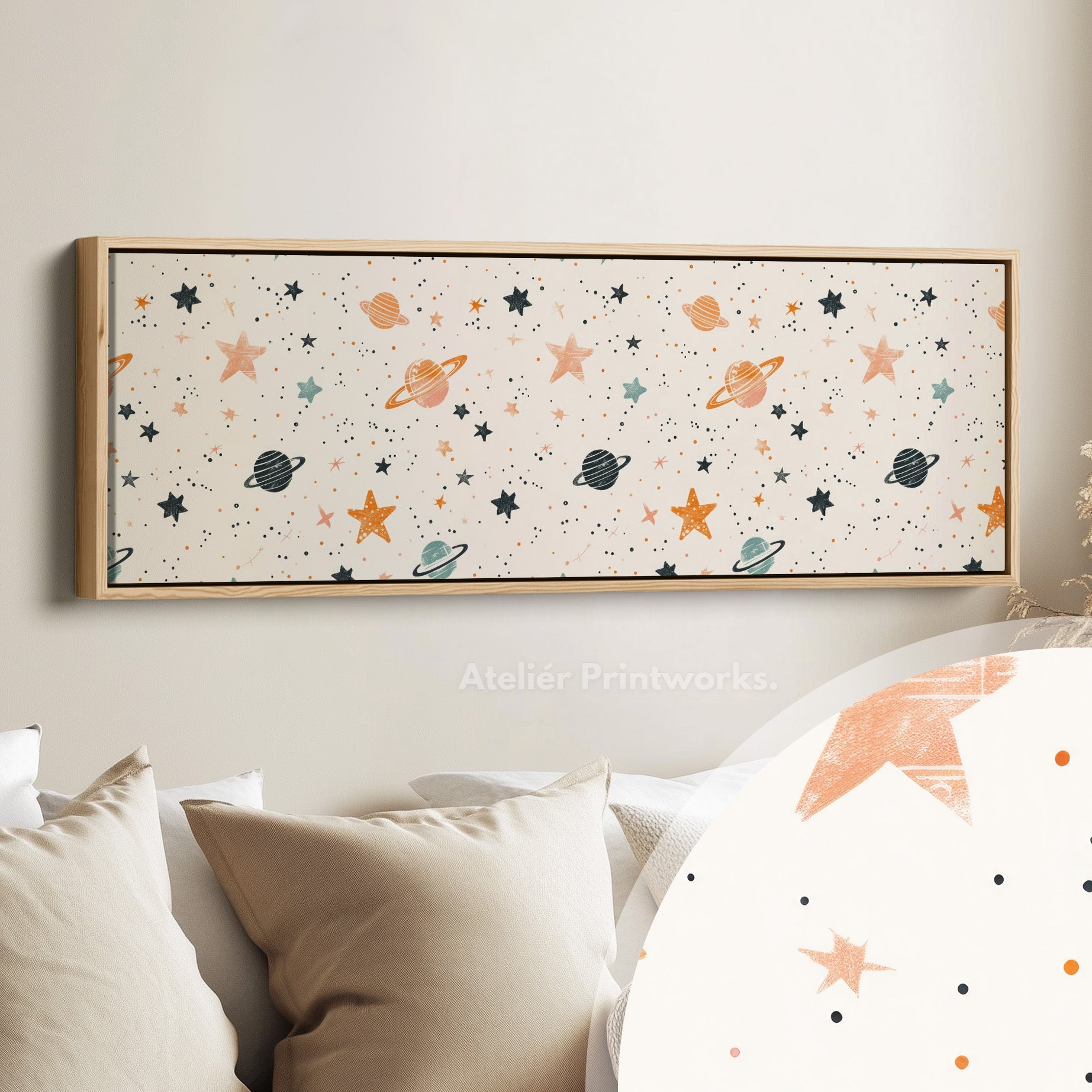 Long Narrow Kids Room Decor Outer Space Planets