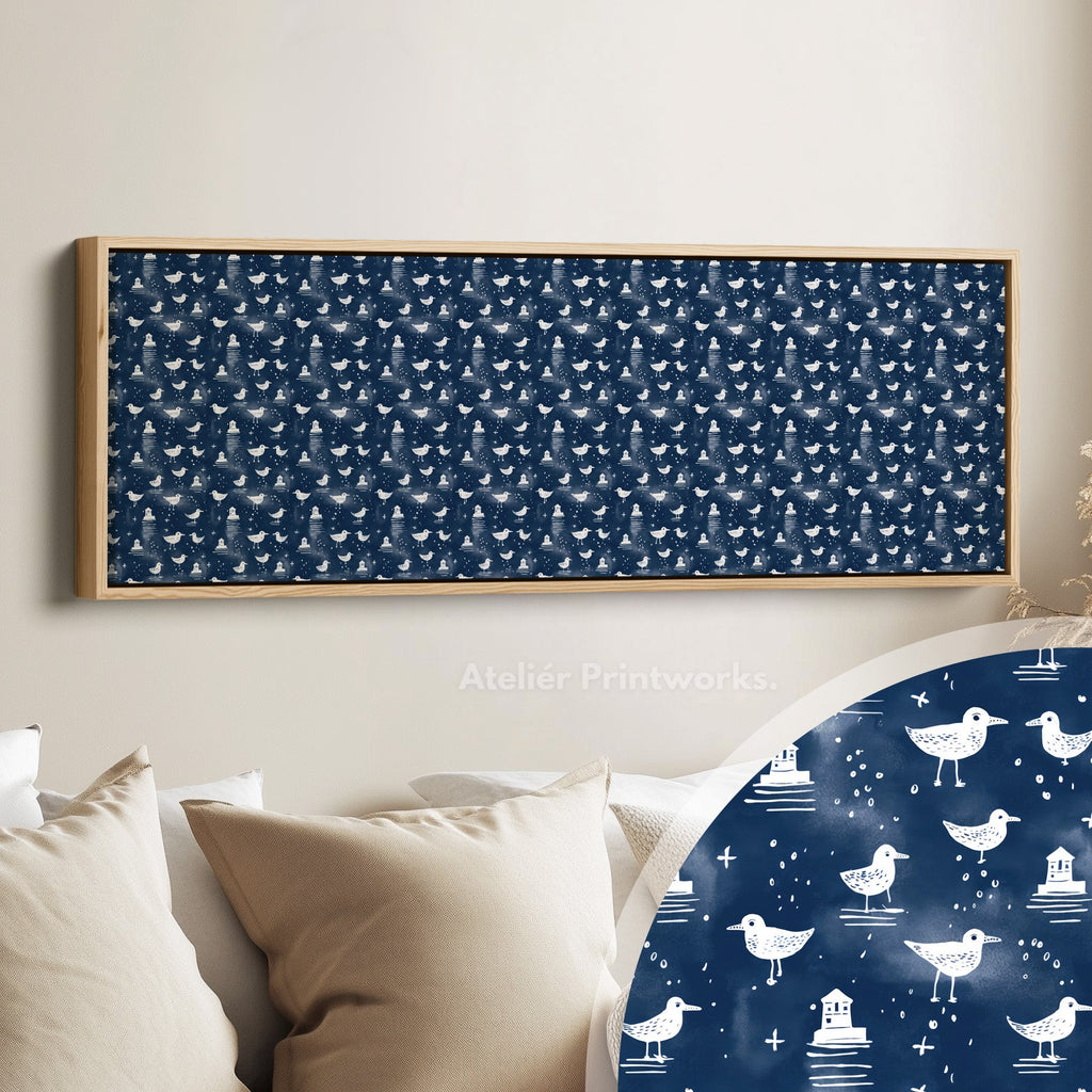Gulls & Lighthouses Long Narrow Panoramic Wall Art