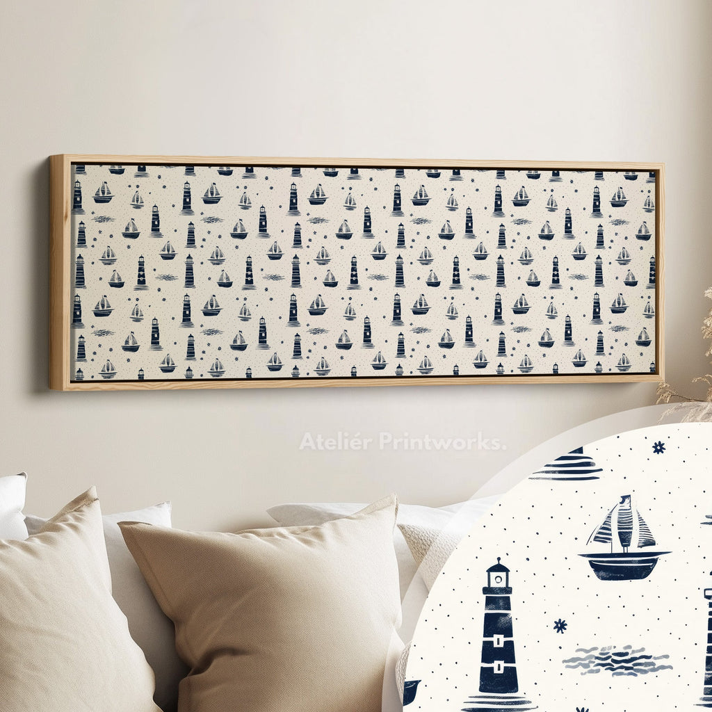 Boats & Lighthouses Long Narrow Panoramic Wall Art