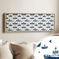 Little Boats Kids Room Long Narrow Panoramic Wall Art