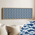 Horizontal Wall Art Long Blue Japandi Style Wave