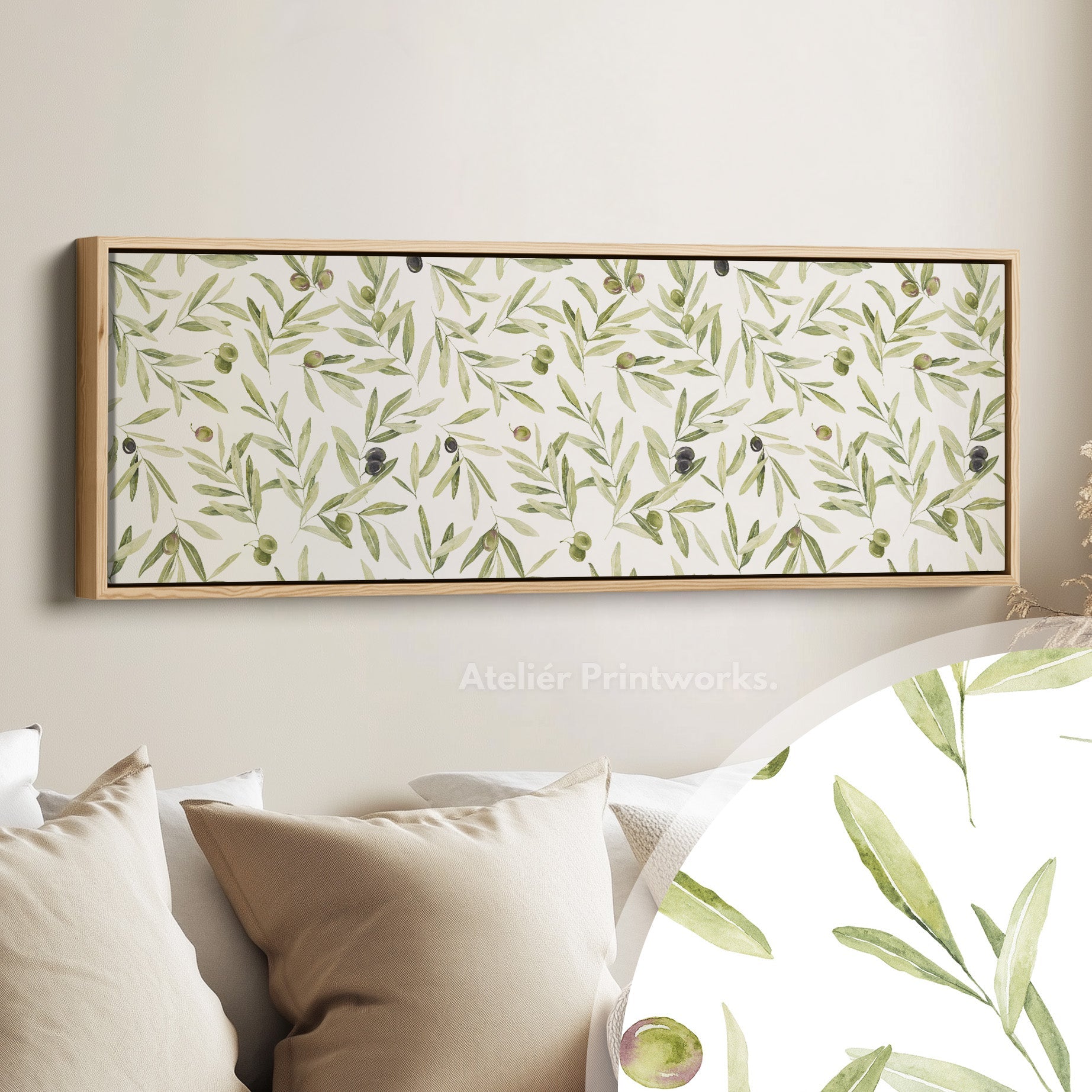Olive Leaves Narrow Long Wall Decor