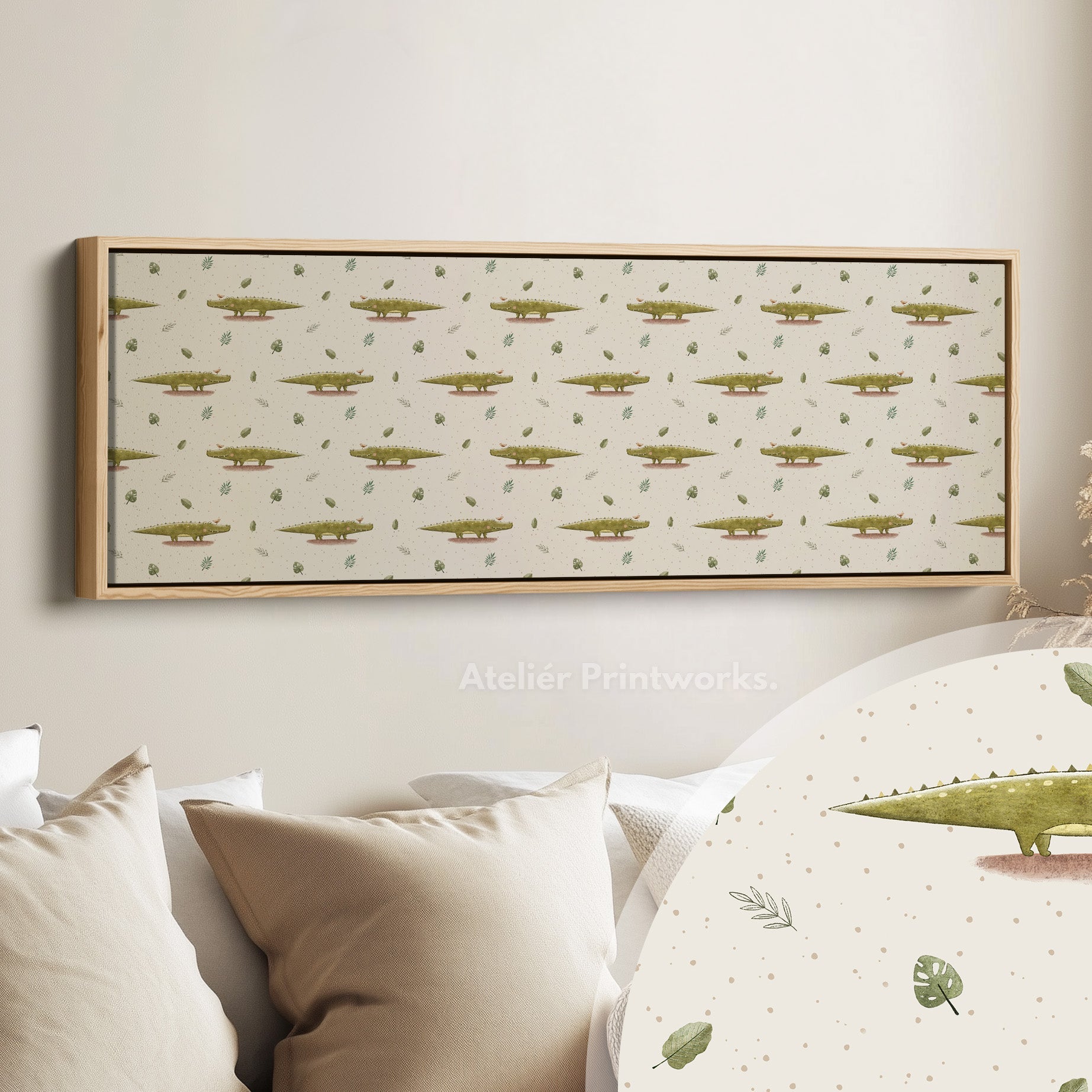 Cute Crocodile Kids Nursey Horizontal Long Wall Art