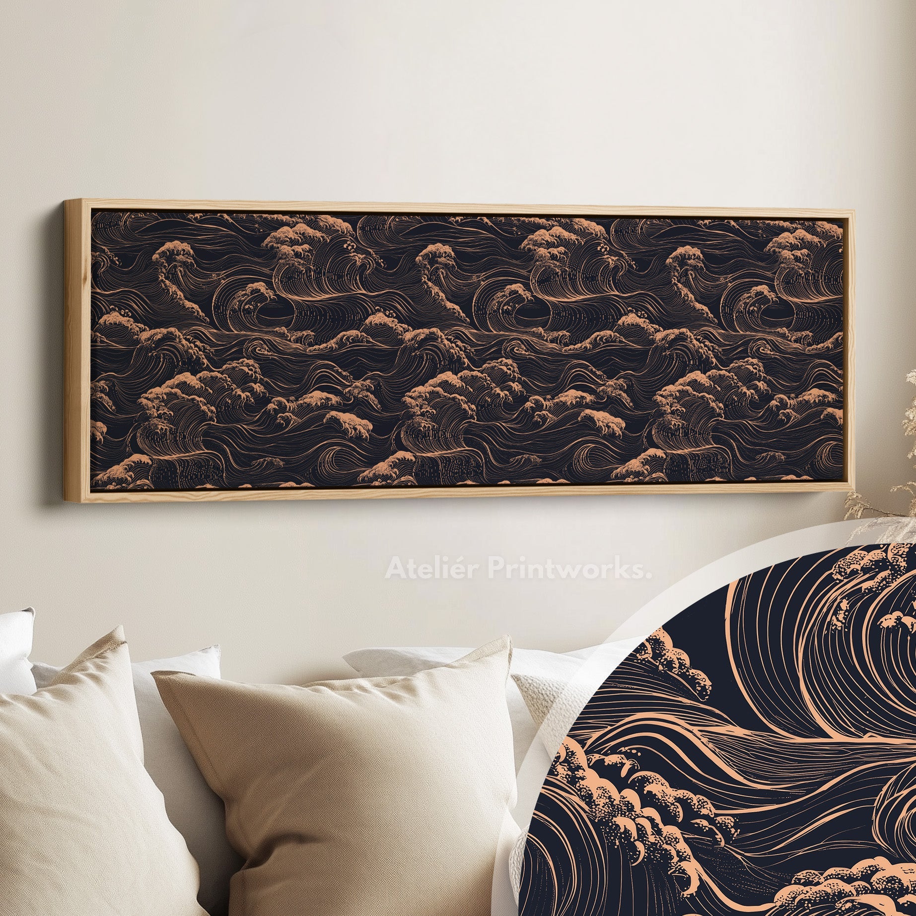 Japanese Waves Long Horizontal Wall Art