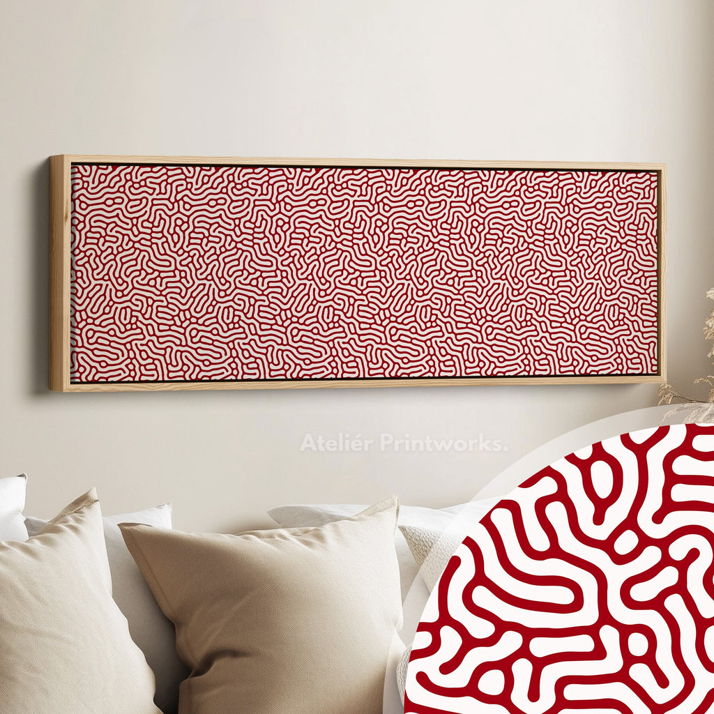 Red & White Coral Pattern Panoramic Wall Decor