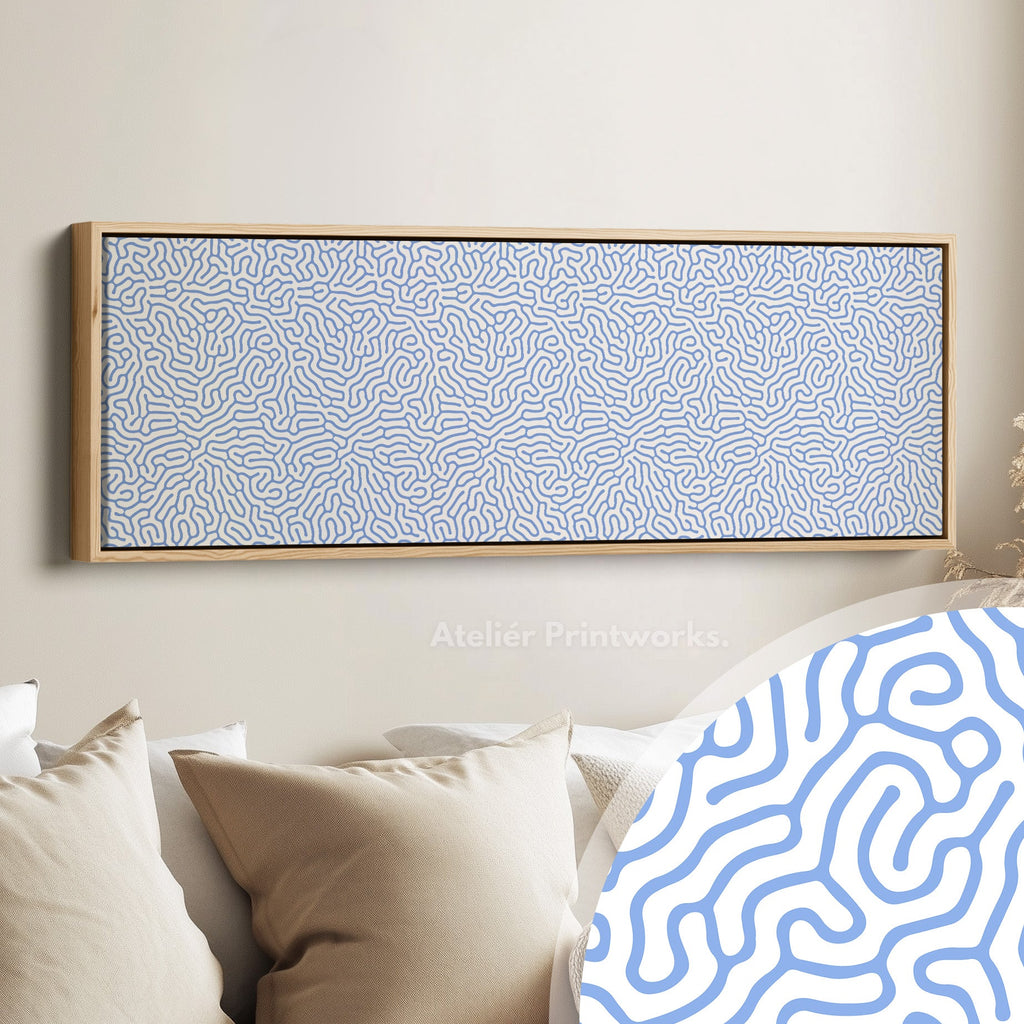 Blue & White Coral Pattern Panoramic Wall Decor