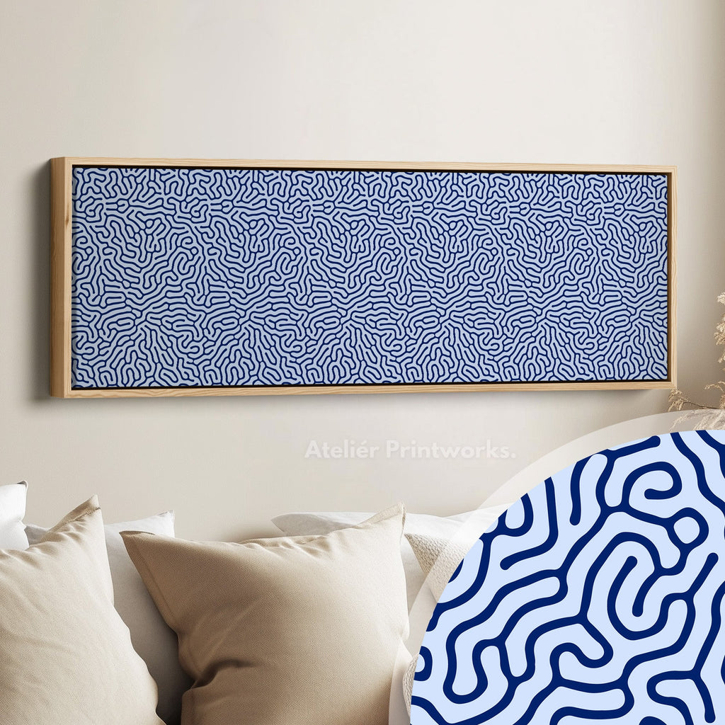 Blue Coral Pattern Panoramic Long Wall Decor