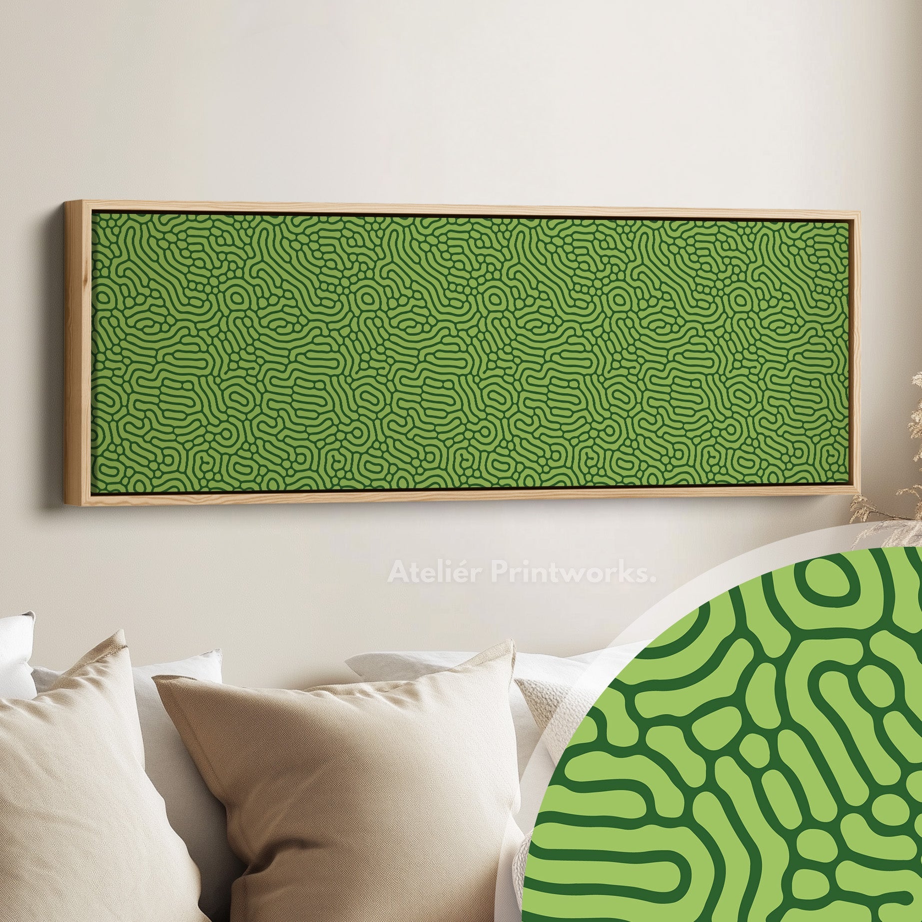 Green Organic Pattern Panoramic Long Wall Decor