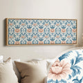 Long Narrow Wall Art Blue Damask