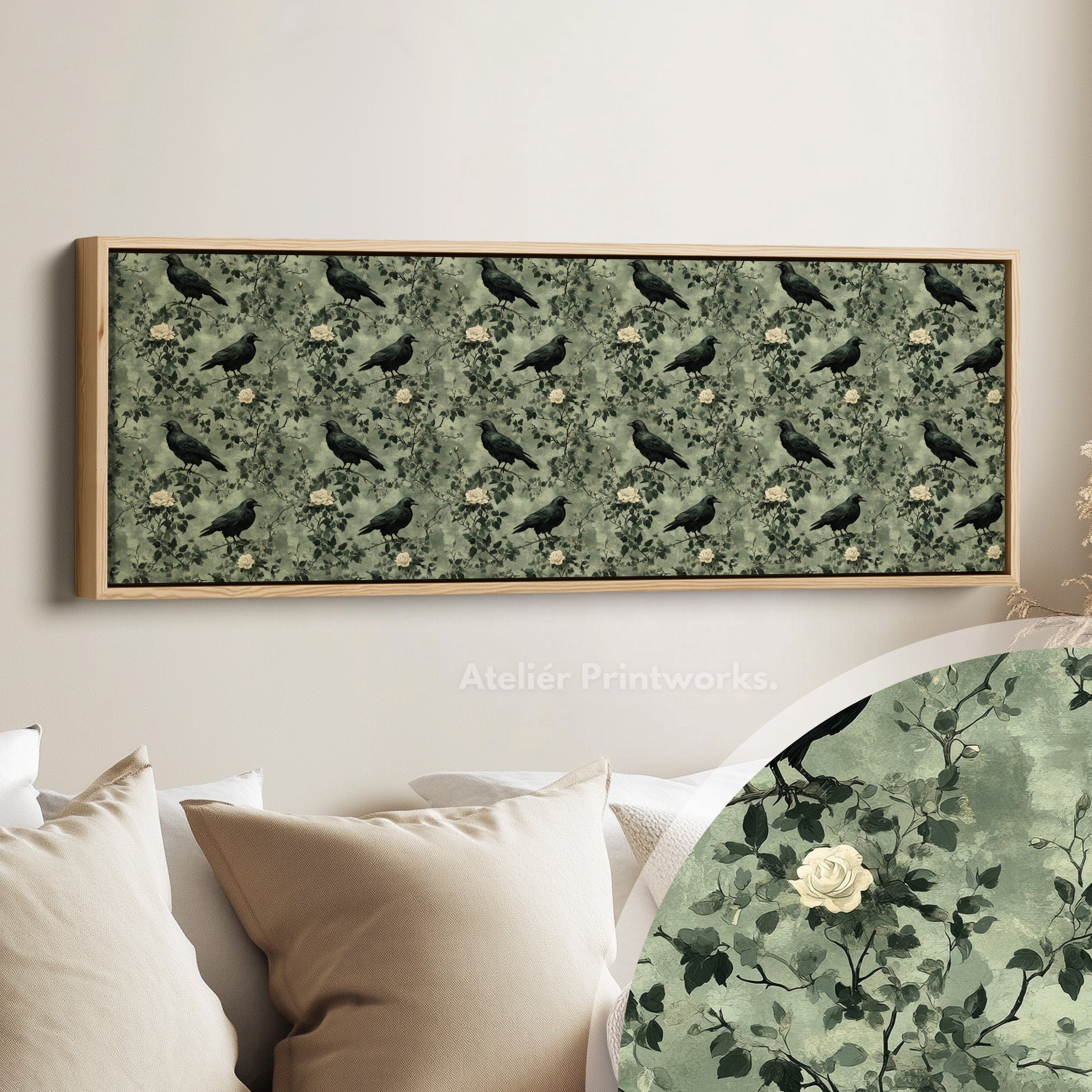 Long Narrow Wall Art Vintage Crow