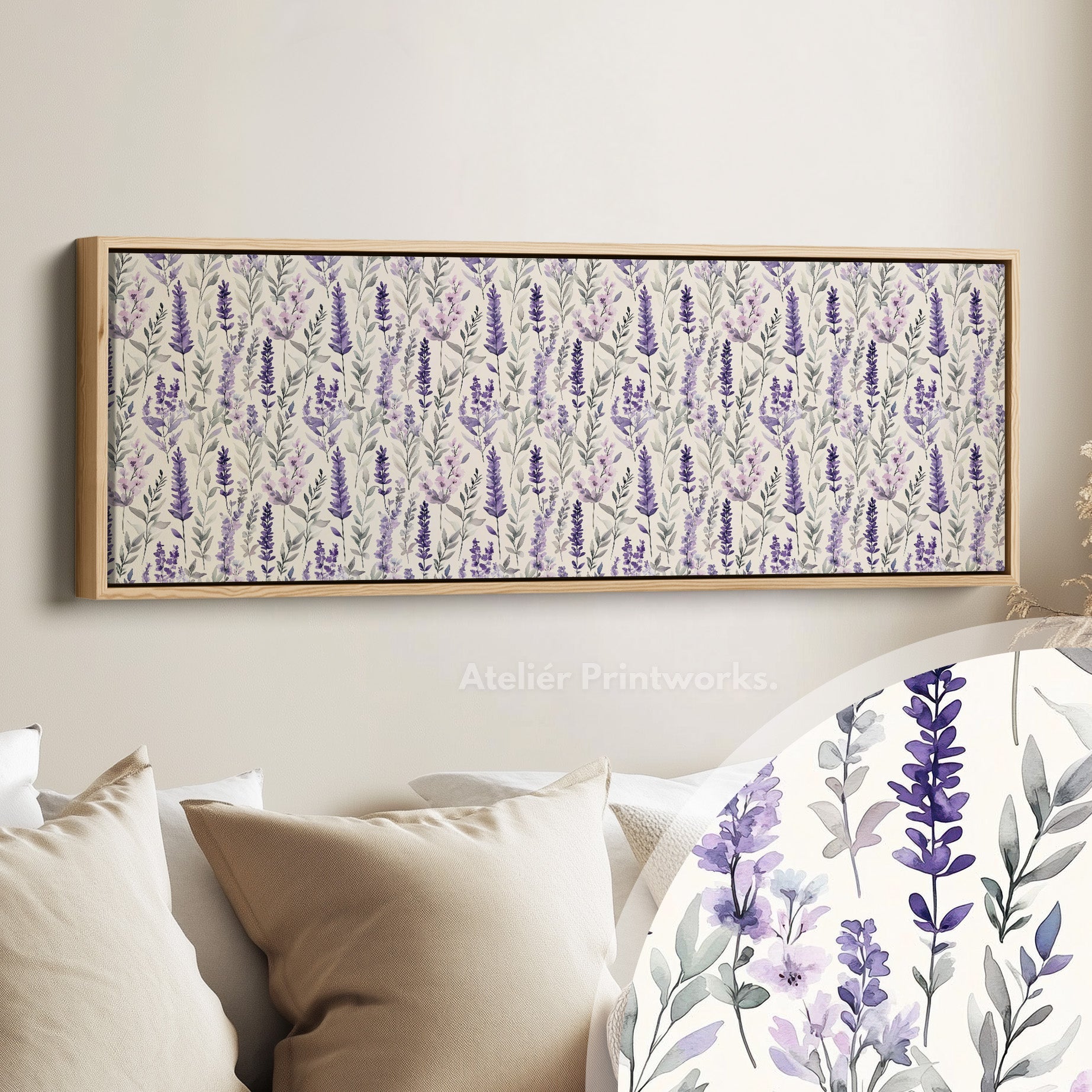 Panoramic Long Narrow Wall Art Lavender