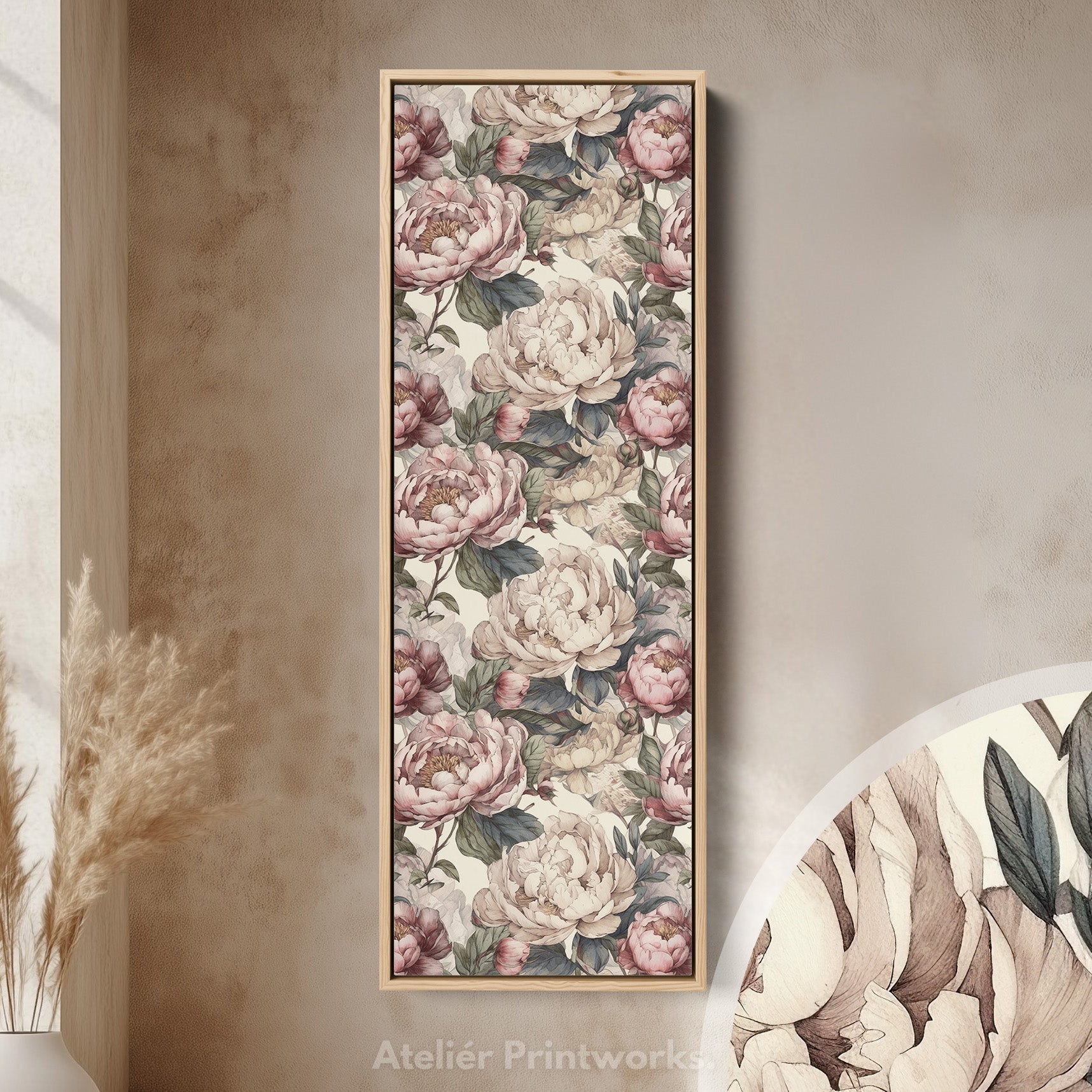 Cottagecore Peony Floral Long Vertical Wall Decor