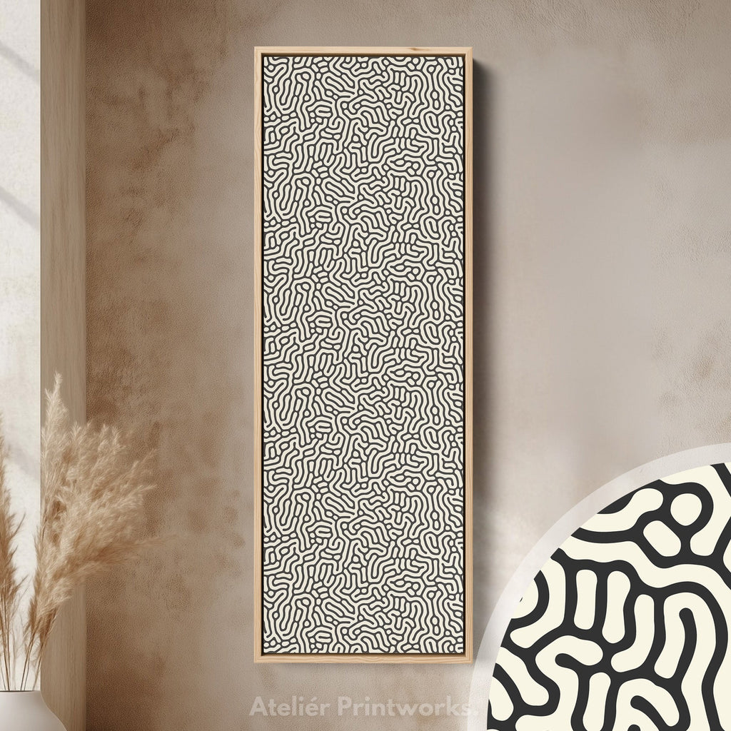 Vertical Long Wall Art Organic Black & Cream Pattern Wall Art