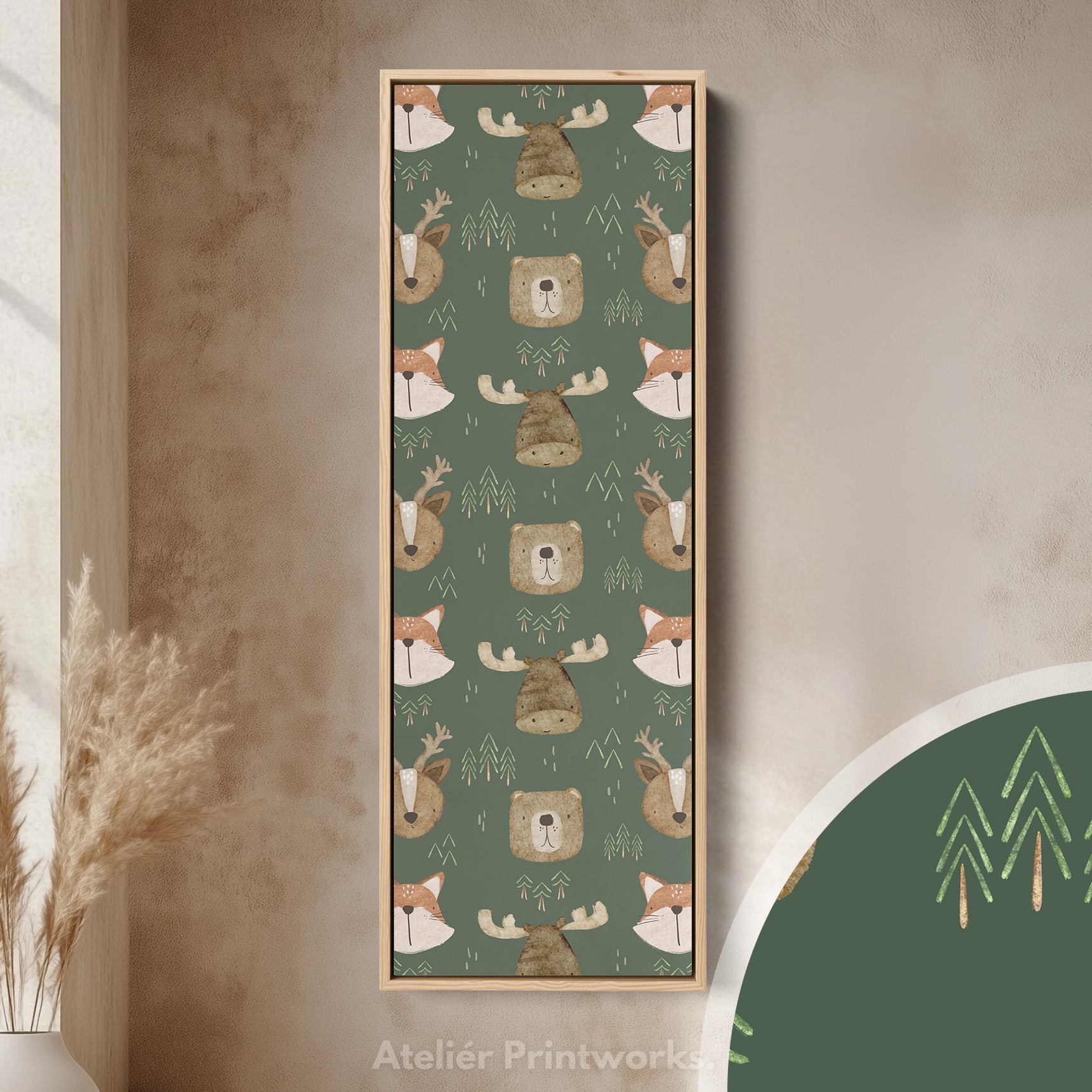 Vertical Kids Room Wall Decor Woodland Animals