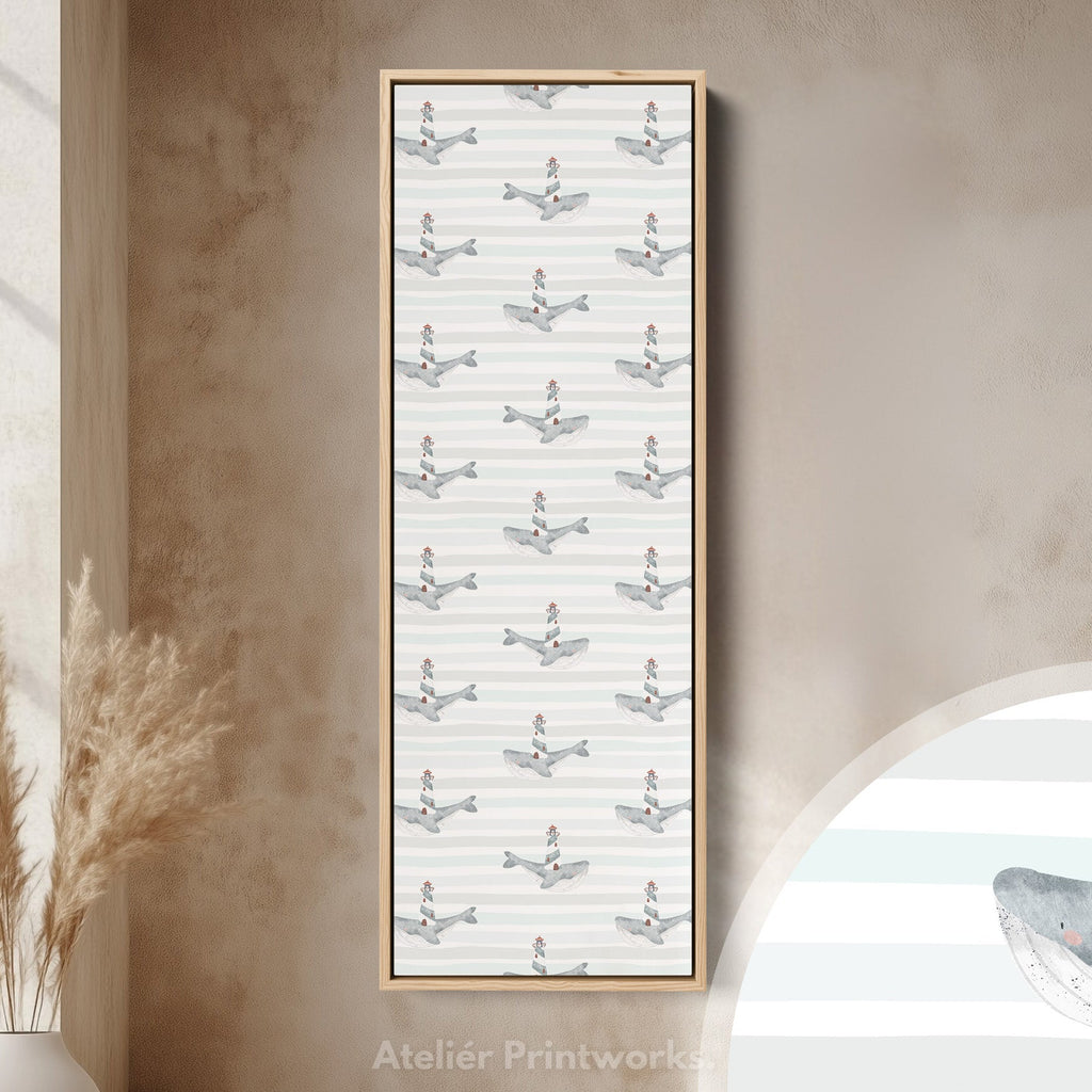 Vertical Kids Room Wall Decor Whales & Lighthouses