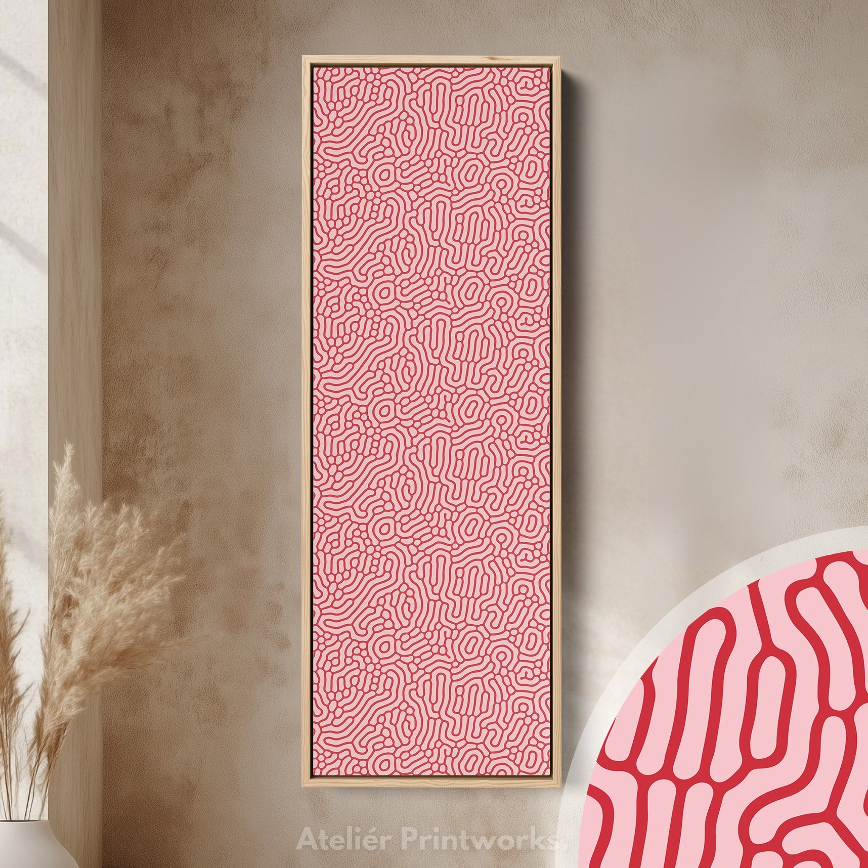 Red & Pink Wriggly Vertical Narrow Wall Art
