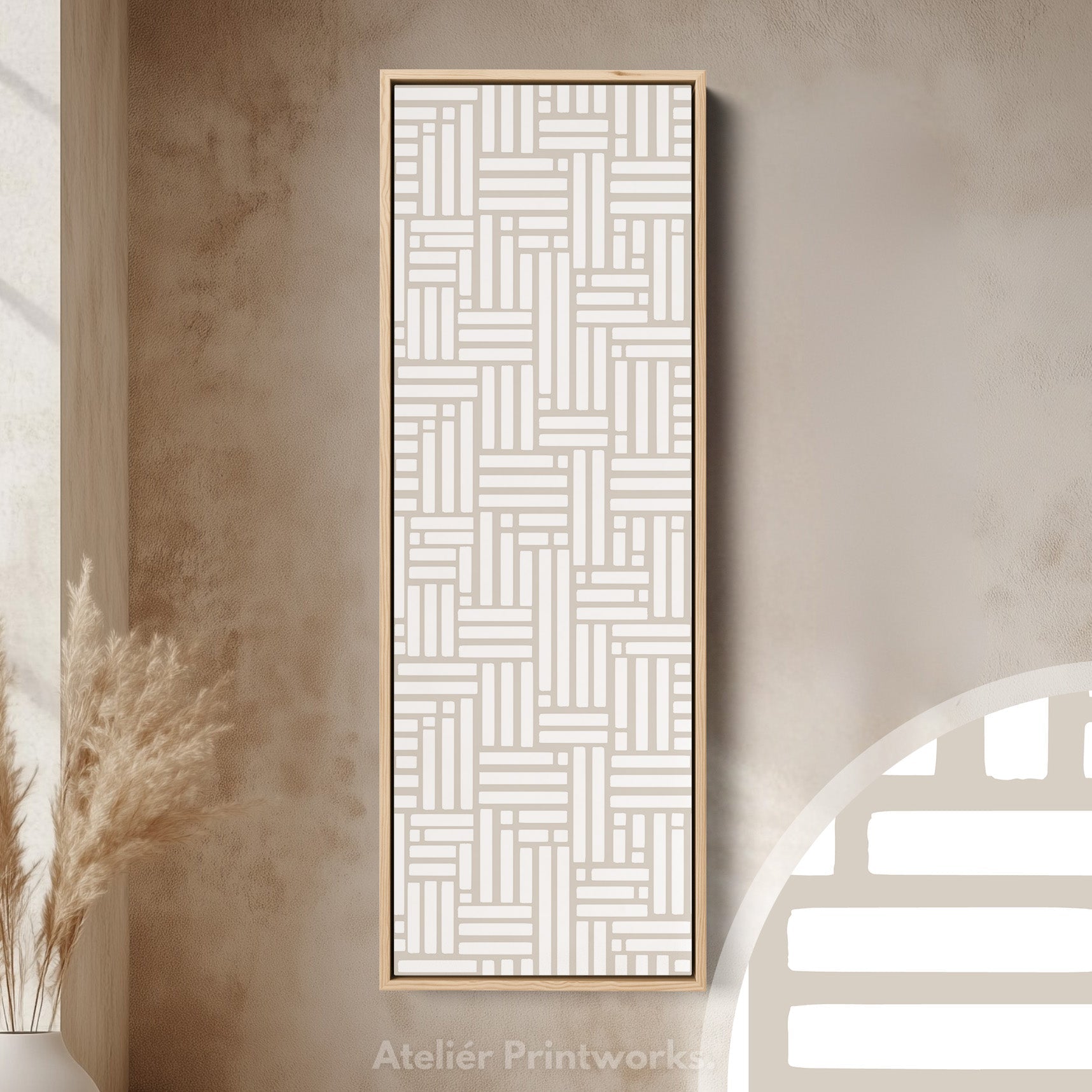 Beige & White Vertical Narrow Wall Art