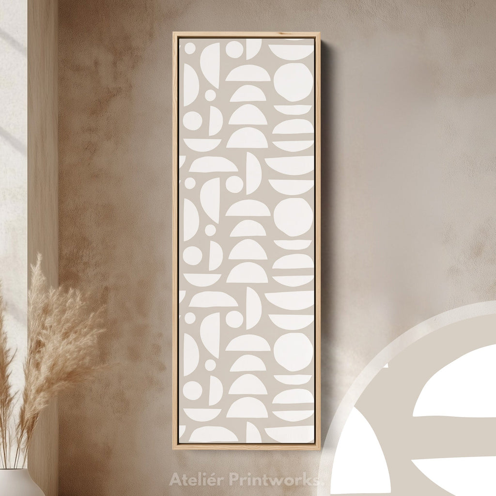 Vertical Tall Narrow Wall Art Beige & White