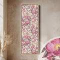 Tall Canvas Wall Art Pink Wildflowers Vertical Framed Canvas For Bedroom