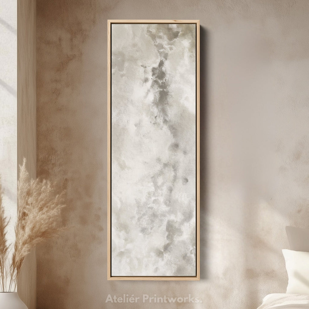 Large Long Narrow Canvas Wall Art - Beige & Grey