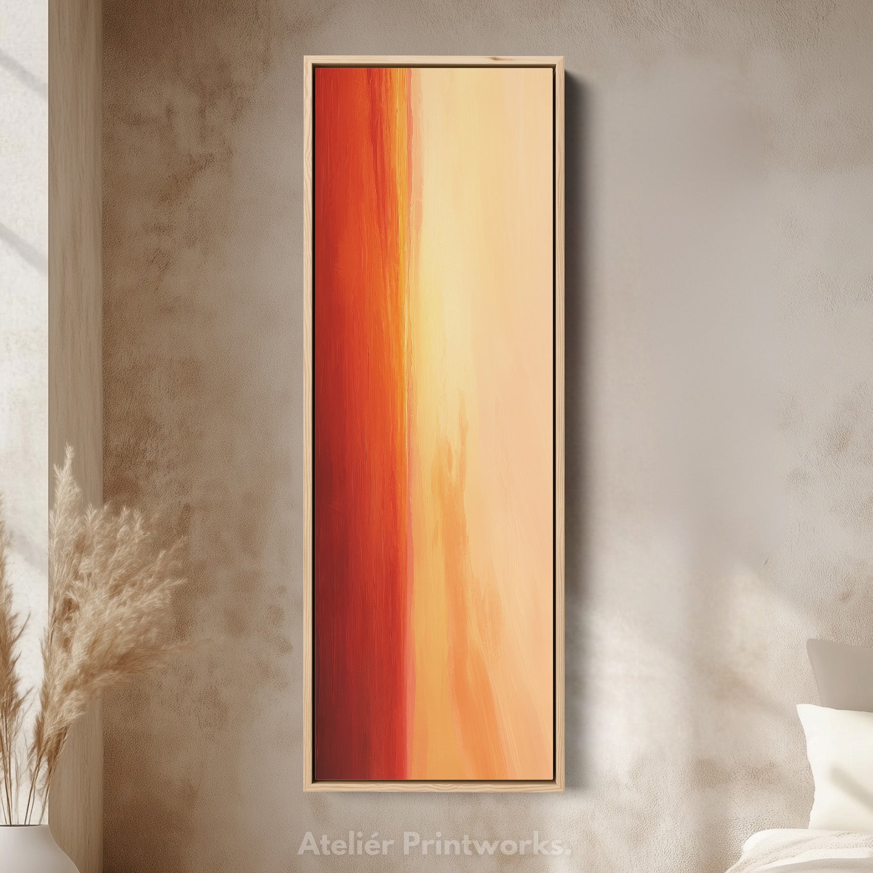 Red & Orange Abstract Skinny Tall Vertical Large Canvas Wall Art