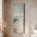 Tall Wall Art Coastal Beige And Blue Vertical Canvas For Bedroom