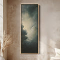 Large Canvas Dramatic Cloud Framed Wall Art Long Vertical Wall Decor