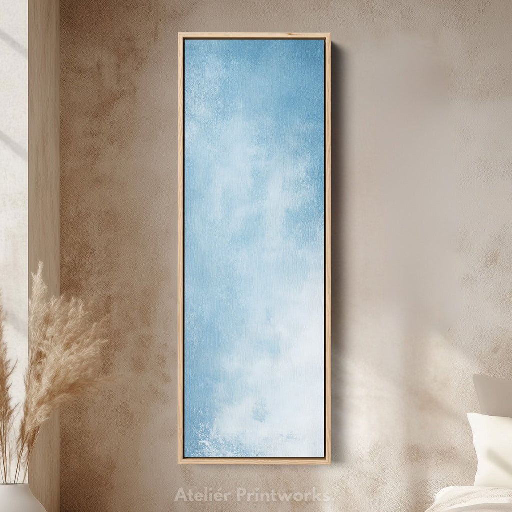 Light Blue Abstract Bedroom Decor Vertical Wall Art - Tall Long Narrow Vertical