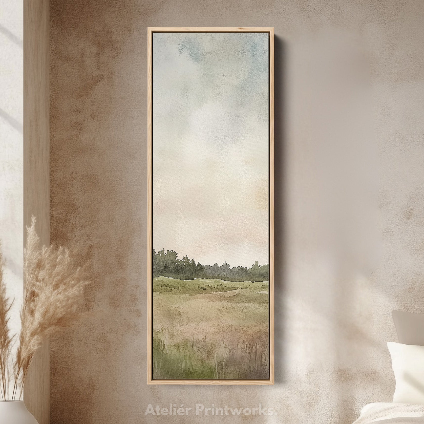 Watercolour Landscape Long Narrow Vertical Wall Art