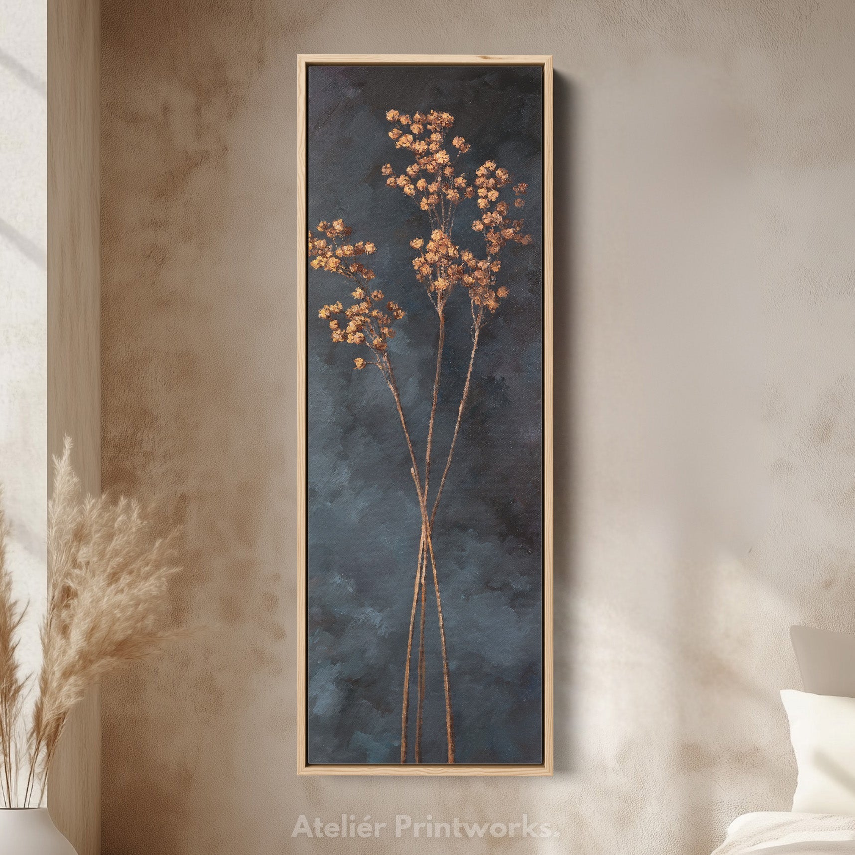 Vintage Wildflower Kitchen Tall Skinny Vertical Framed Canvas Decor