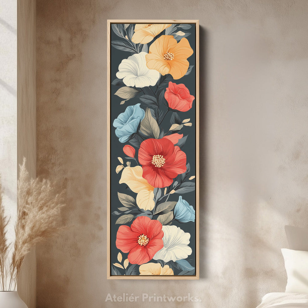 Red & Yellow Floral Long Vertical Wall Decor