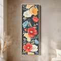 Red & Yellow Floral Long Vertical Wall Decor