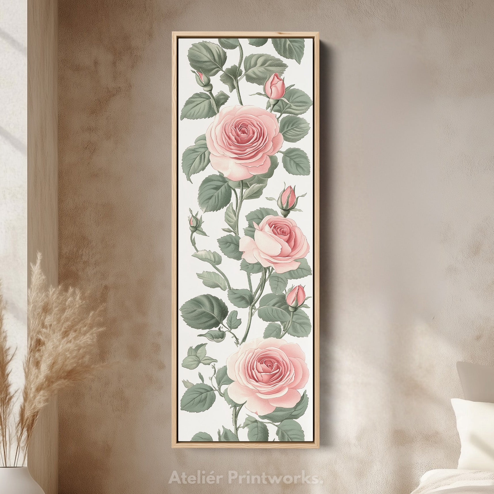 Vintage Pink Floral Tall Skinny Wall Art