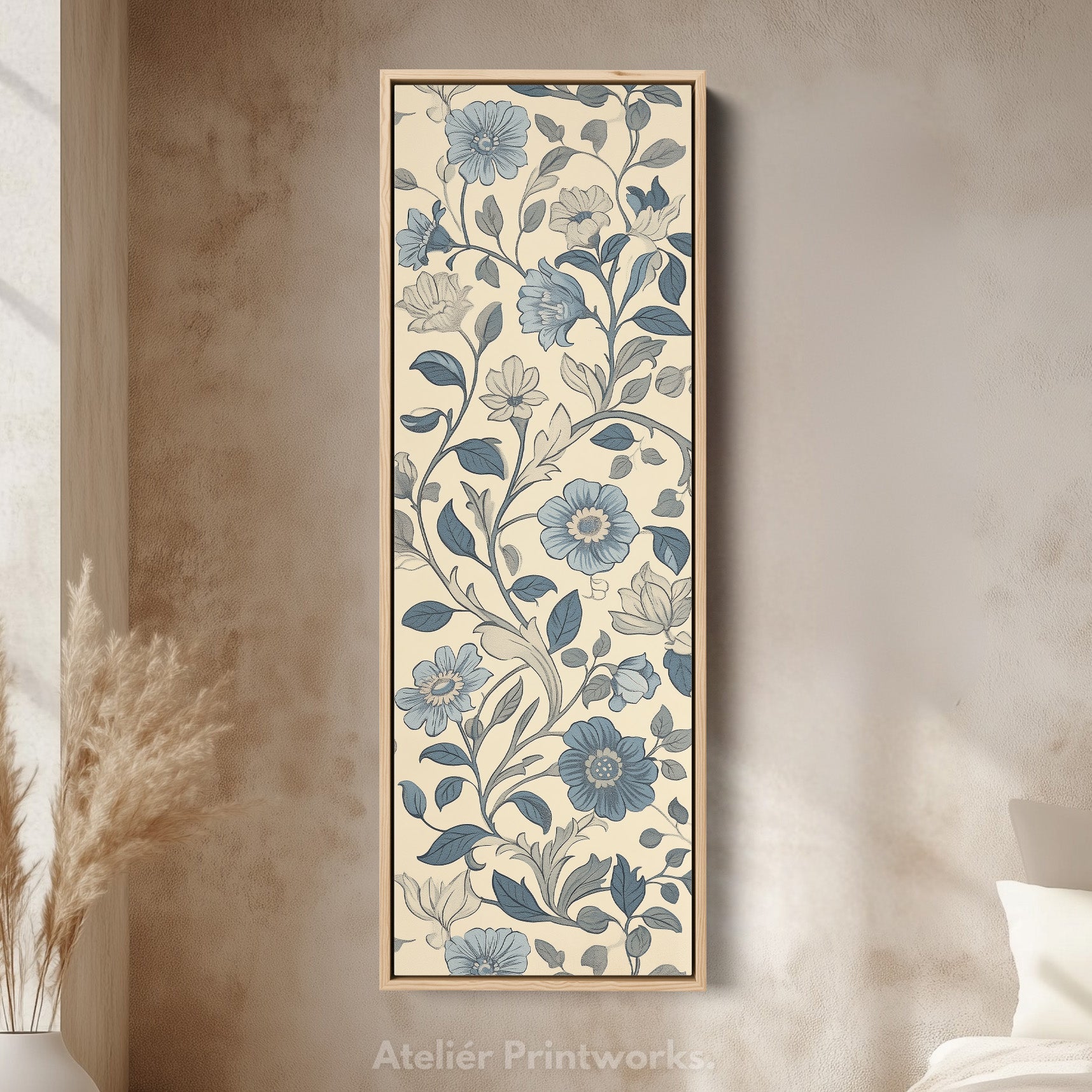 Vintage Blue & Cream Vertical Wall Decor