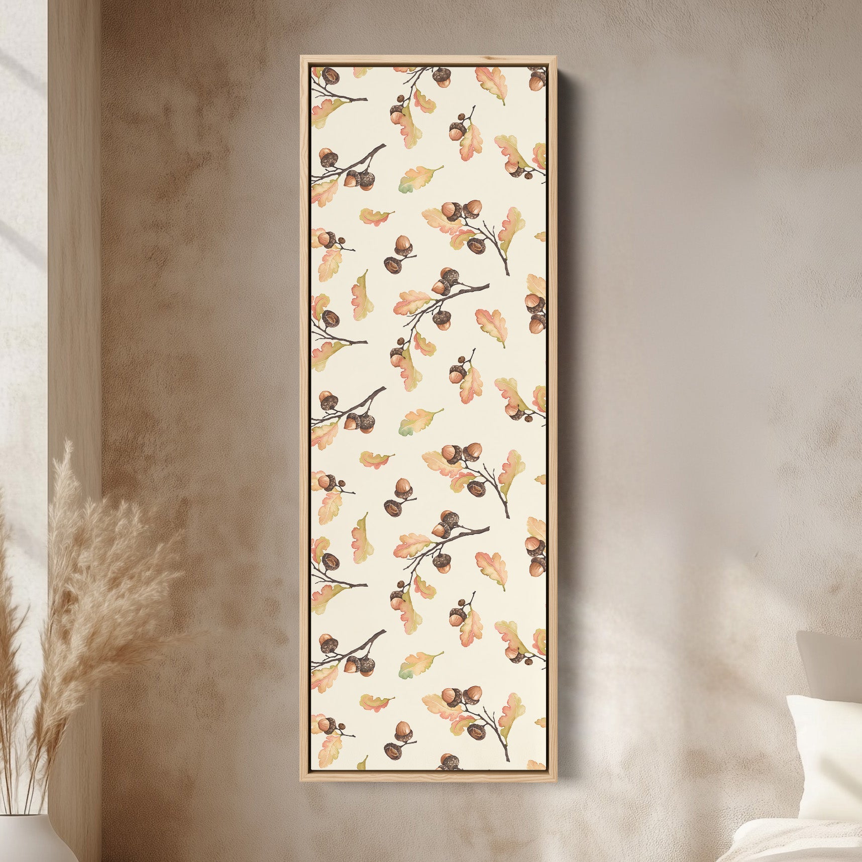 Narrow Wall Art Acorns And Oak Leaves Tall Canvas For Kitchen