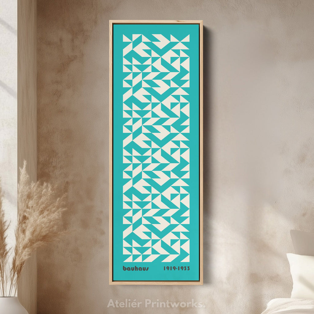 Blue Mid Century Bauhaus Vertical Long Canvas Wall Art