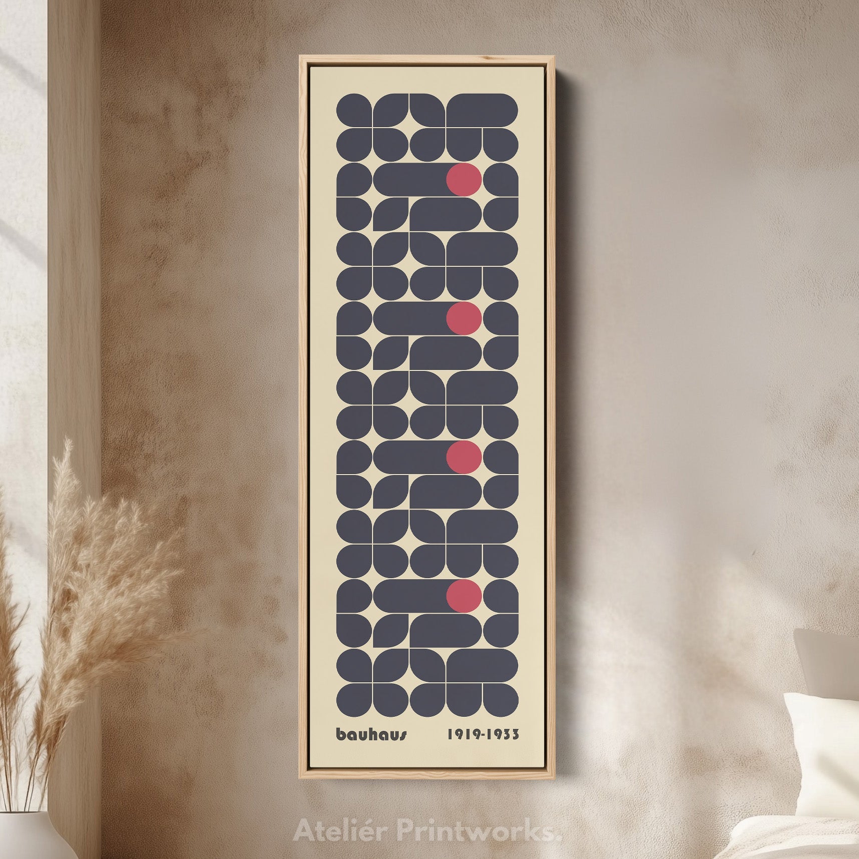 Beige Large Framed Canvas Beige Bauhaus Wall Art