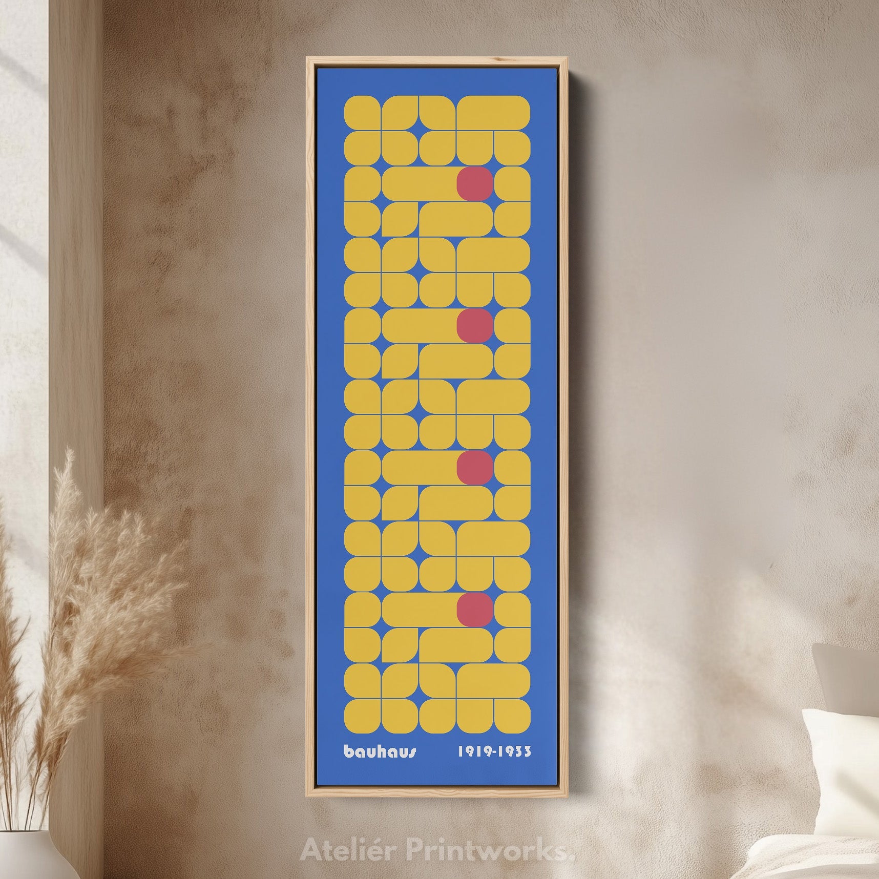 Tall Framed Canvas Long Bauhaus Geometric