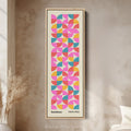 Narrow Long Framed Canvas Bauhaus Beige Geometric