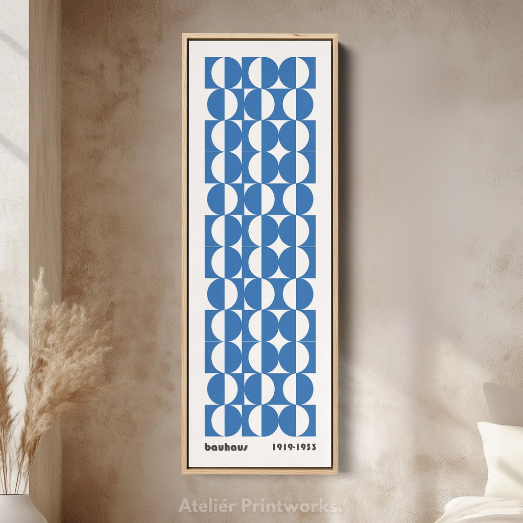 Vertical Blue & White Wall Art Bauhaus Mid Century