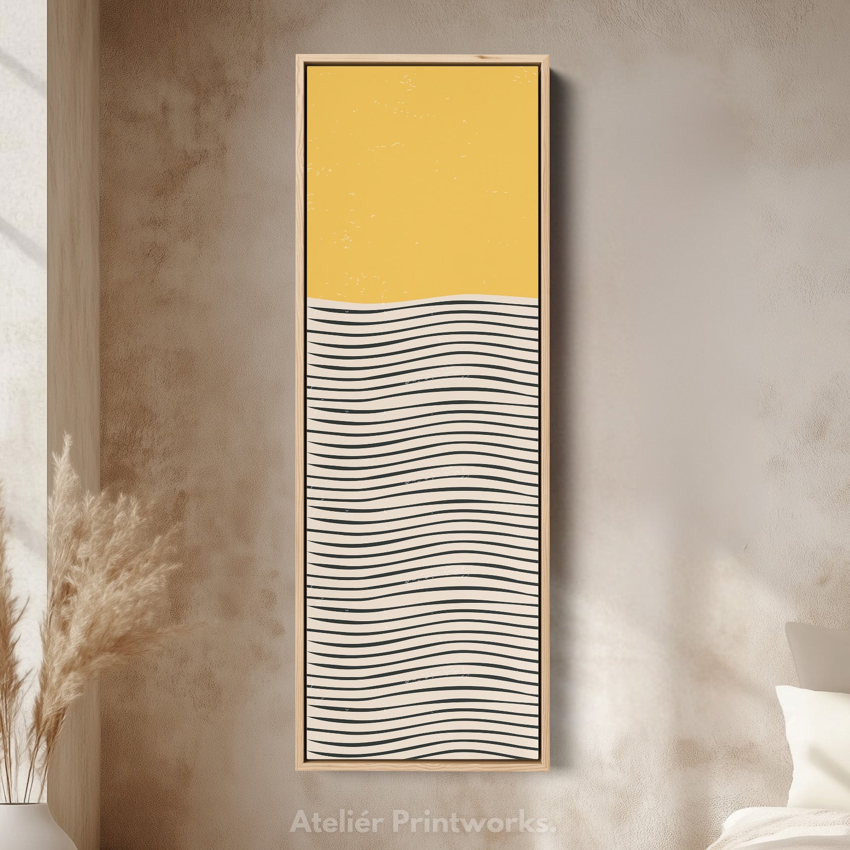 Minimalist Brush Dots Vertical Framed Canvas Wall Art for Bedroom or Office