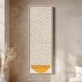 Minimalist Orange Half Circle Vertical Framed Canvas Wall Art for Hallway or Bedroom
