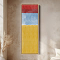 Modern Color Block Red and Yellow Vertical Framed Canvas Wall Art for Office or Hallway