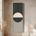 Minimalist Circle Stripes Vertical Framed Canvas Wall Art for Office or Bedroom