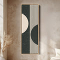 Split Circle Minimalist Vertical Framed Canvas Wall Art for Hallway or Office