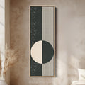 Chevron Sun Abstract Vertical Framed Canvas Wall Art for Hallway or Bedroom
